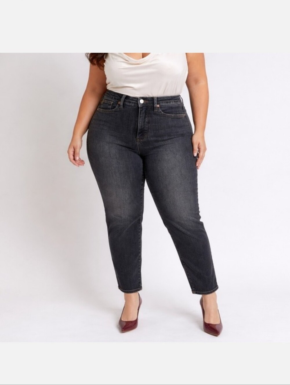 Judy Blue Tummy Control Jeans 18W Black Slim Fit Stretch‎ Mid Rise Denim Plus